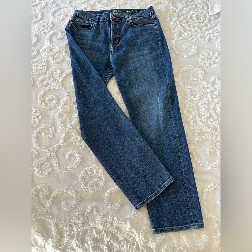 7 For All Mankind Josefina Skinny Boyfriend Jeans Medium Blue Size 31
